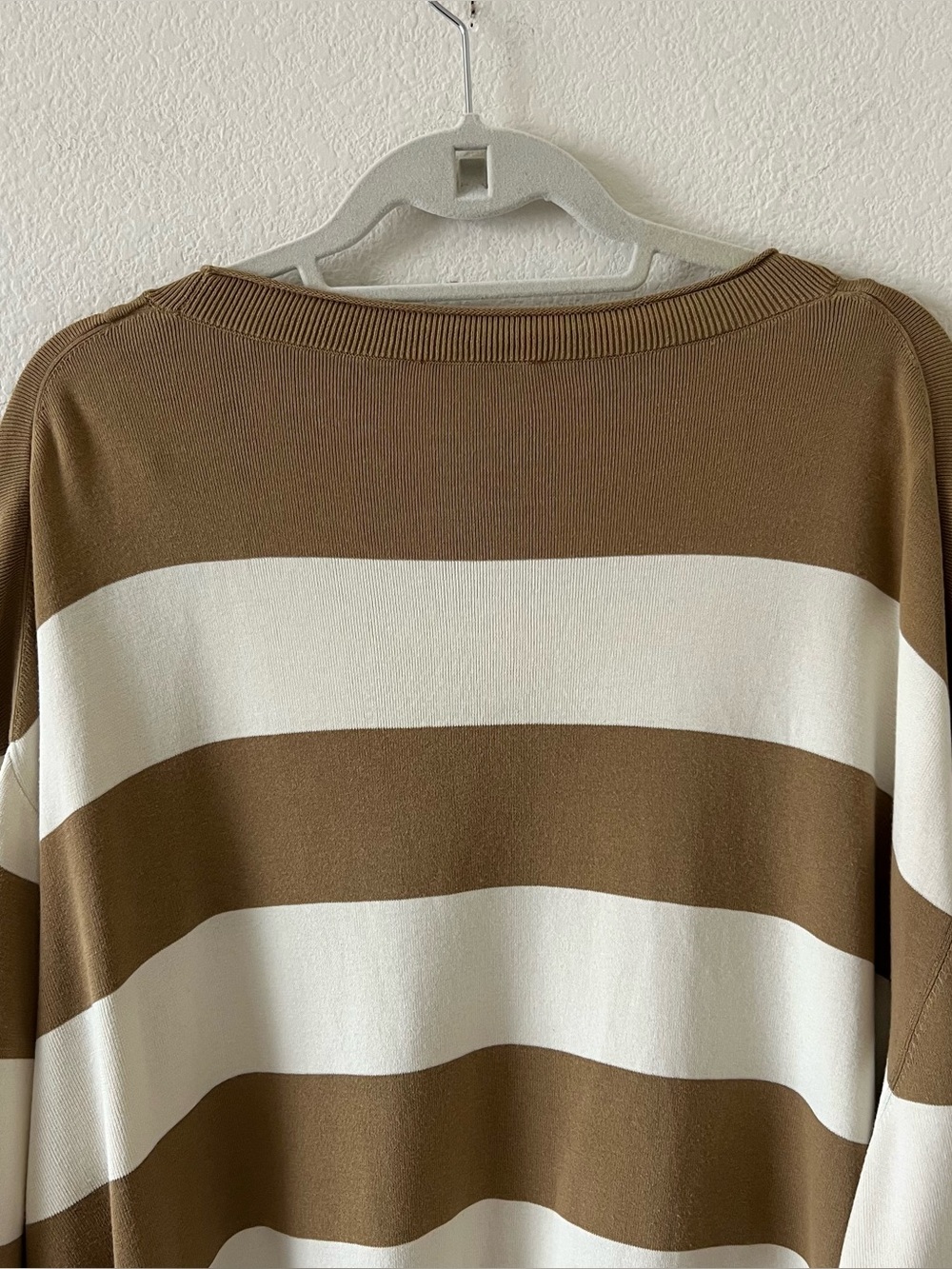 COS Oversized Striped Cotton Crewneck Sweater Brown Cream Size Large - Picture 9 of 14